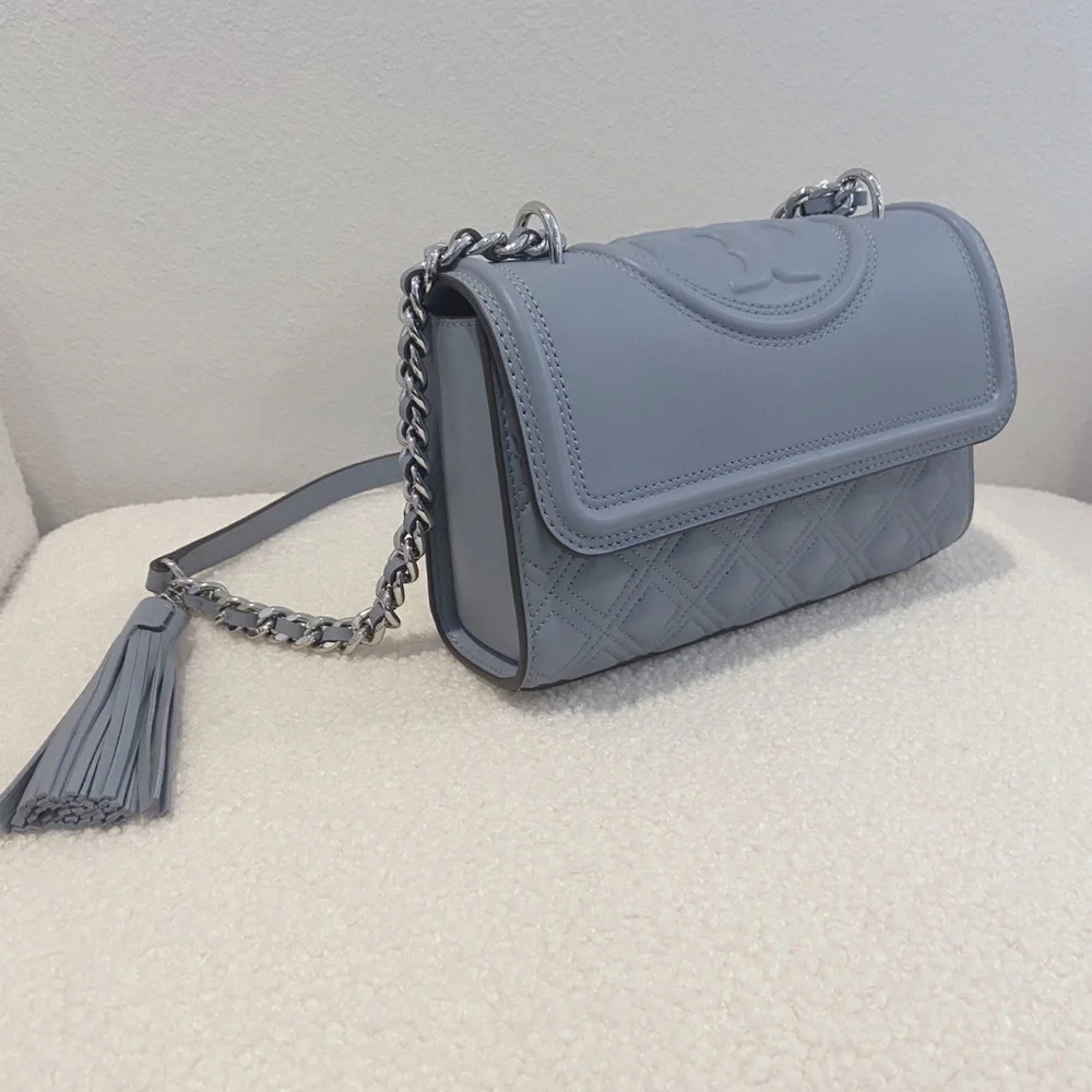 NEW Tory Burch Small Fleming Convertible Shoulder Bag Cloud Blue